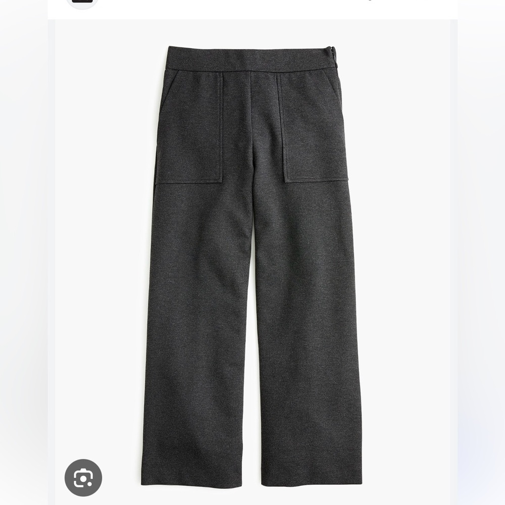J. Crew Ponte Wide Leg Crop Charcoal Trousers with patch pockets - small